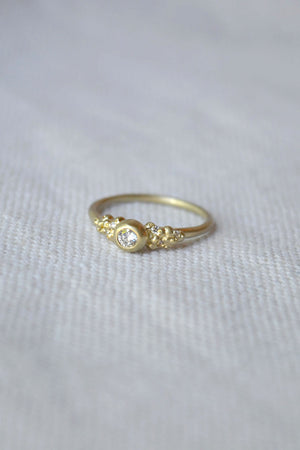 Gold Encrusted Solitaire Pod Ring