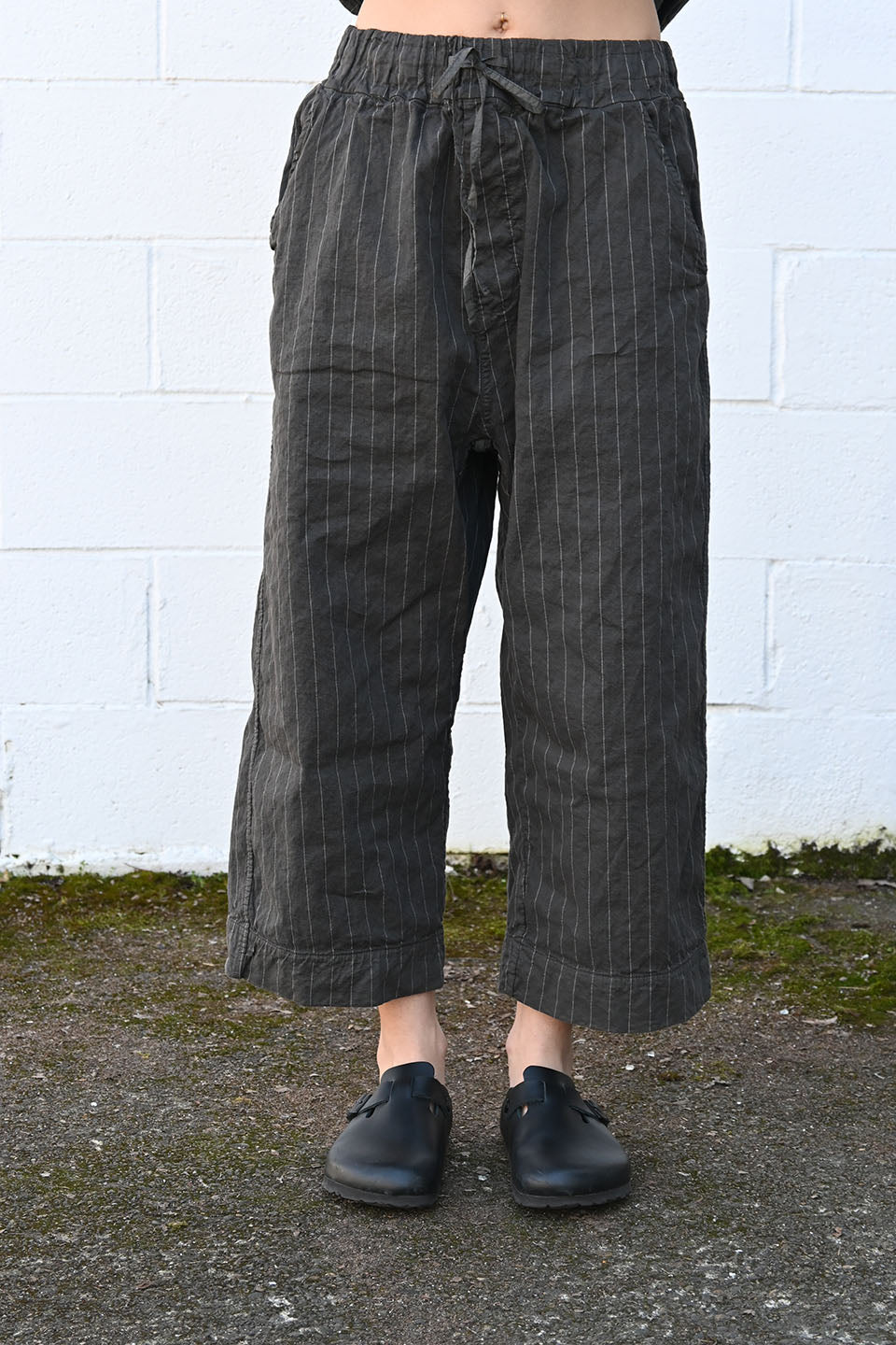 Pinstriped Short and Wide Trousers
