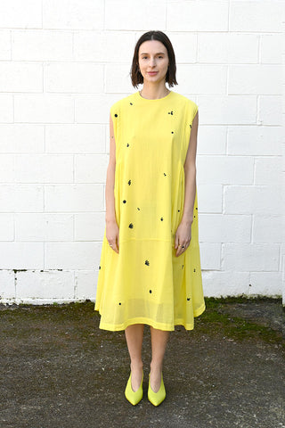 Embroidered Dress Yellow