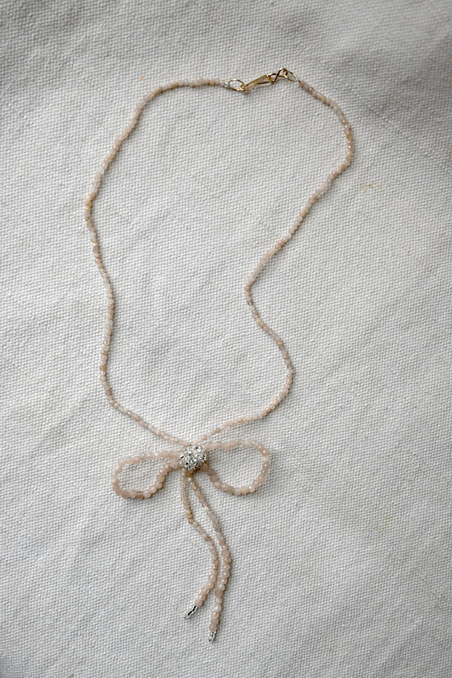 Peach Moonstone Bow Necklace