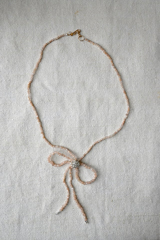 Peach Moonstone Bow Necklace