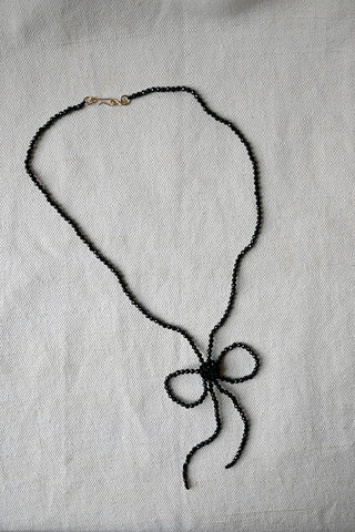 Black Spinel Bow Necklace