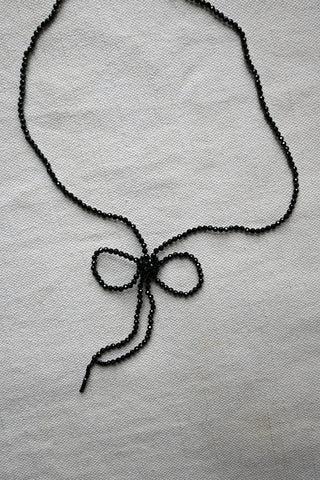 Black Spinel Bow Necklace