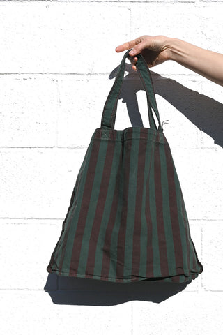 Striped Cotton Tote Bag Green/Brown