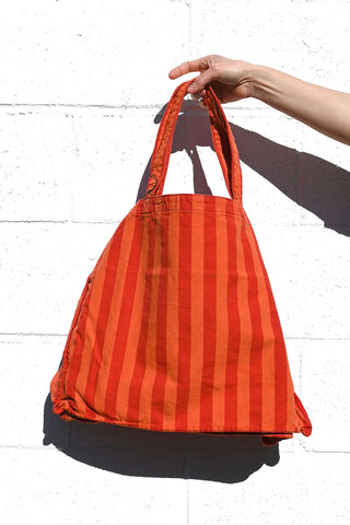 Striped Cotton Tote Bag Orange/Red