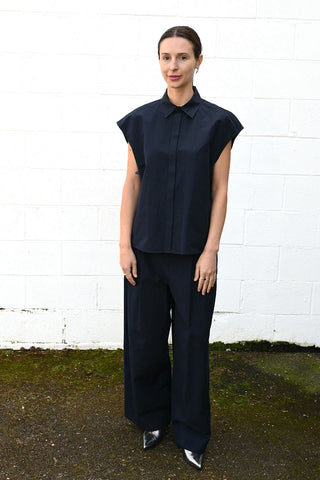 Silk Linen Shantung Two Tucked Pants