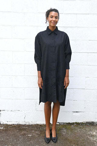 Large Flower Beads Shirt Dress