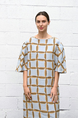 Solmio Gathered Flare Sleeve Dress Una Solmio Gathered Flare Sleeve Dress Una
