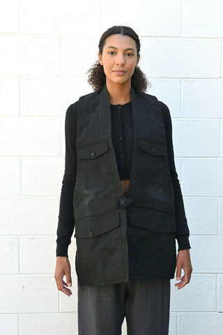 Black Paraffin Coated Denim Vest