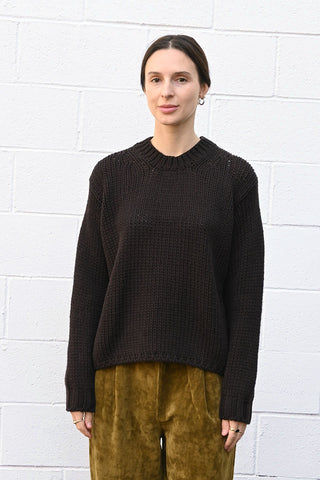 Round Neck Pullover in Ebony