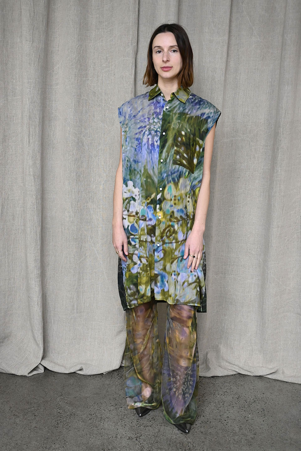 Printed Sheer Flared Leggings