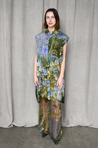 Sleeveless Printed Shirt Dress