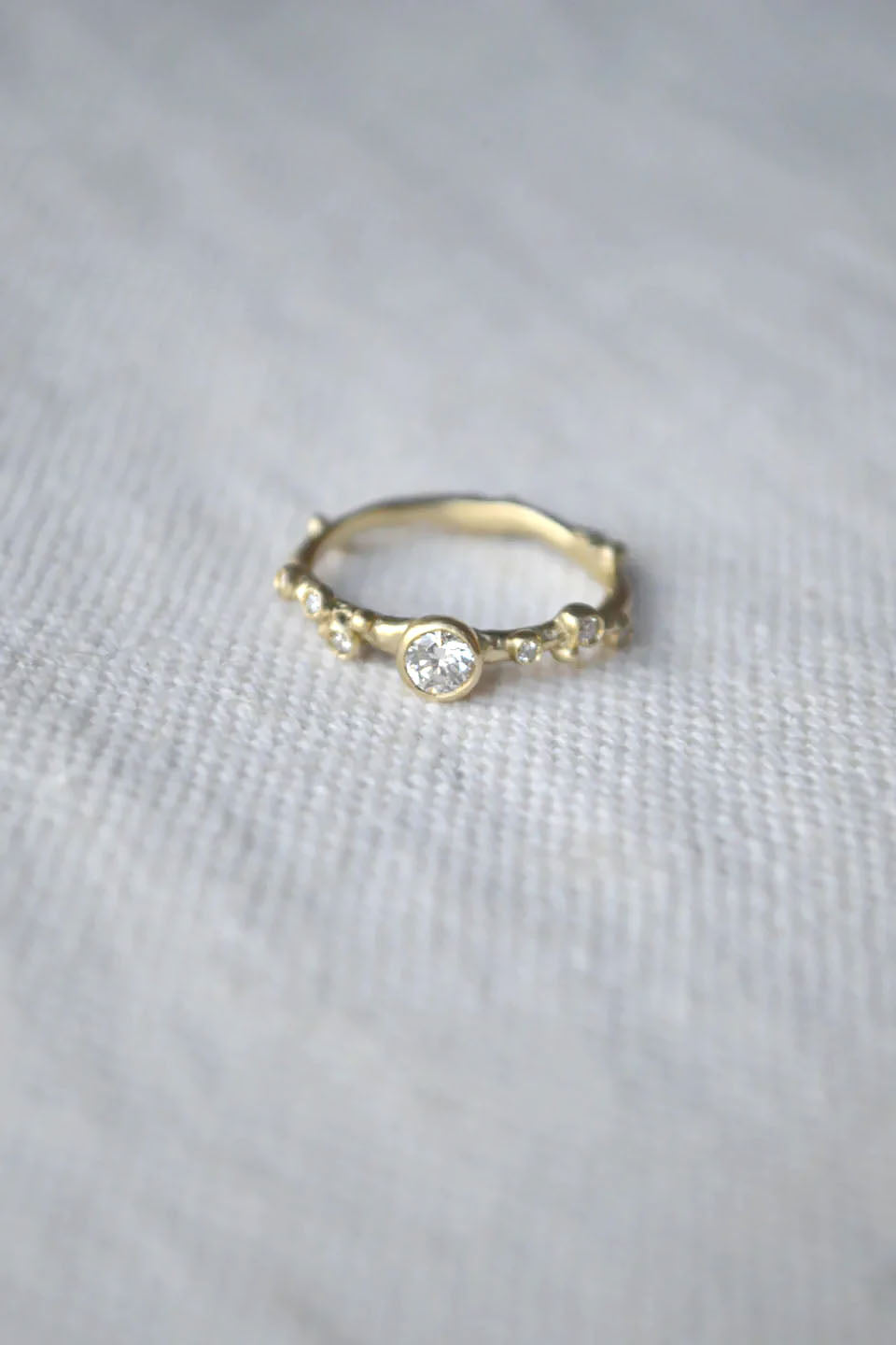 Encrusted Branch Solitaire Ring