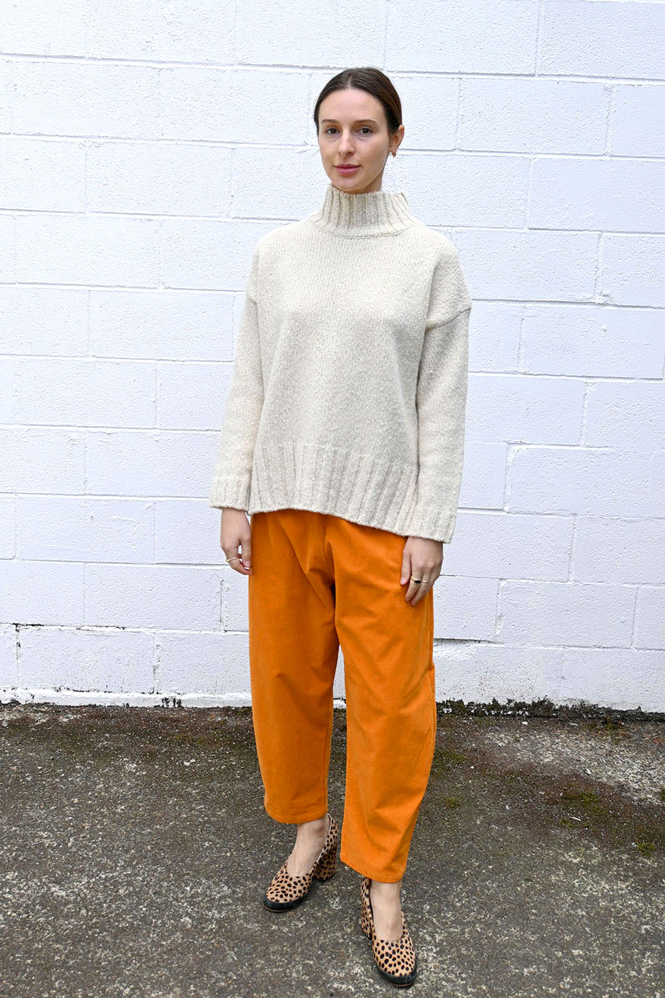Textural Turtleneck Sweater in Ivory