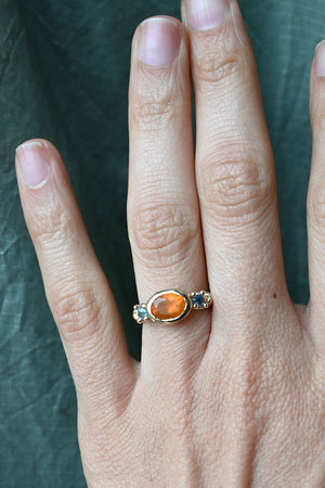 Orange and Blue Carved Ring