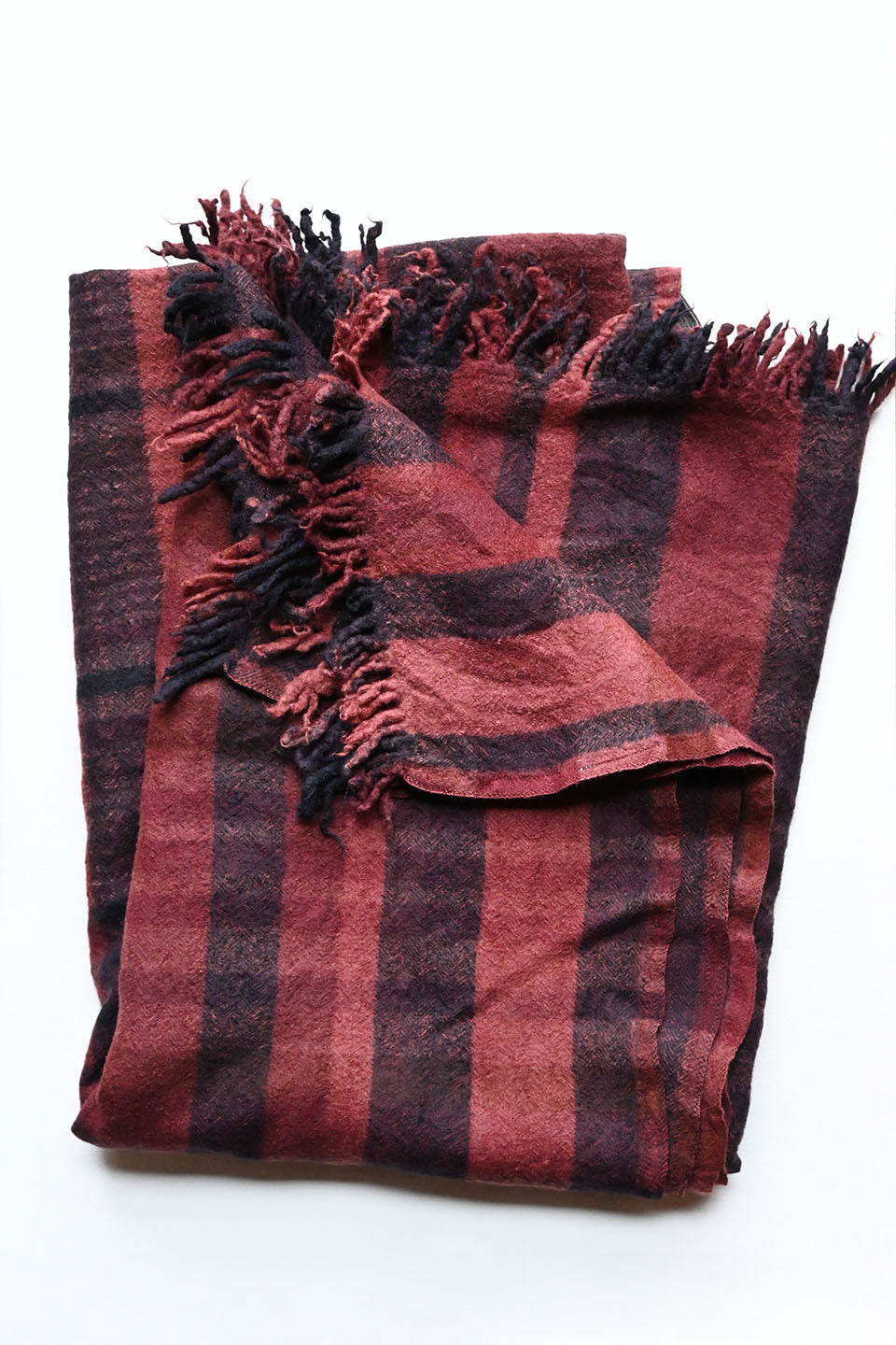 Plaid Throw Wool Blanket Aubergine