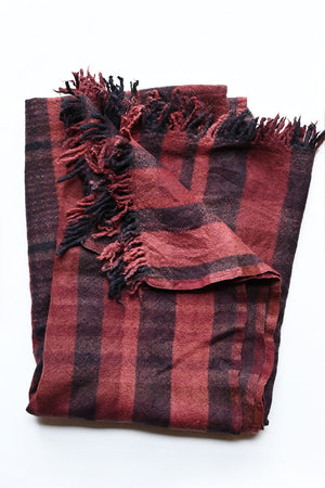Plaid Throw Wool Blanket Aubergine