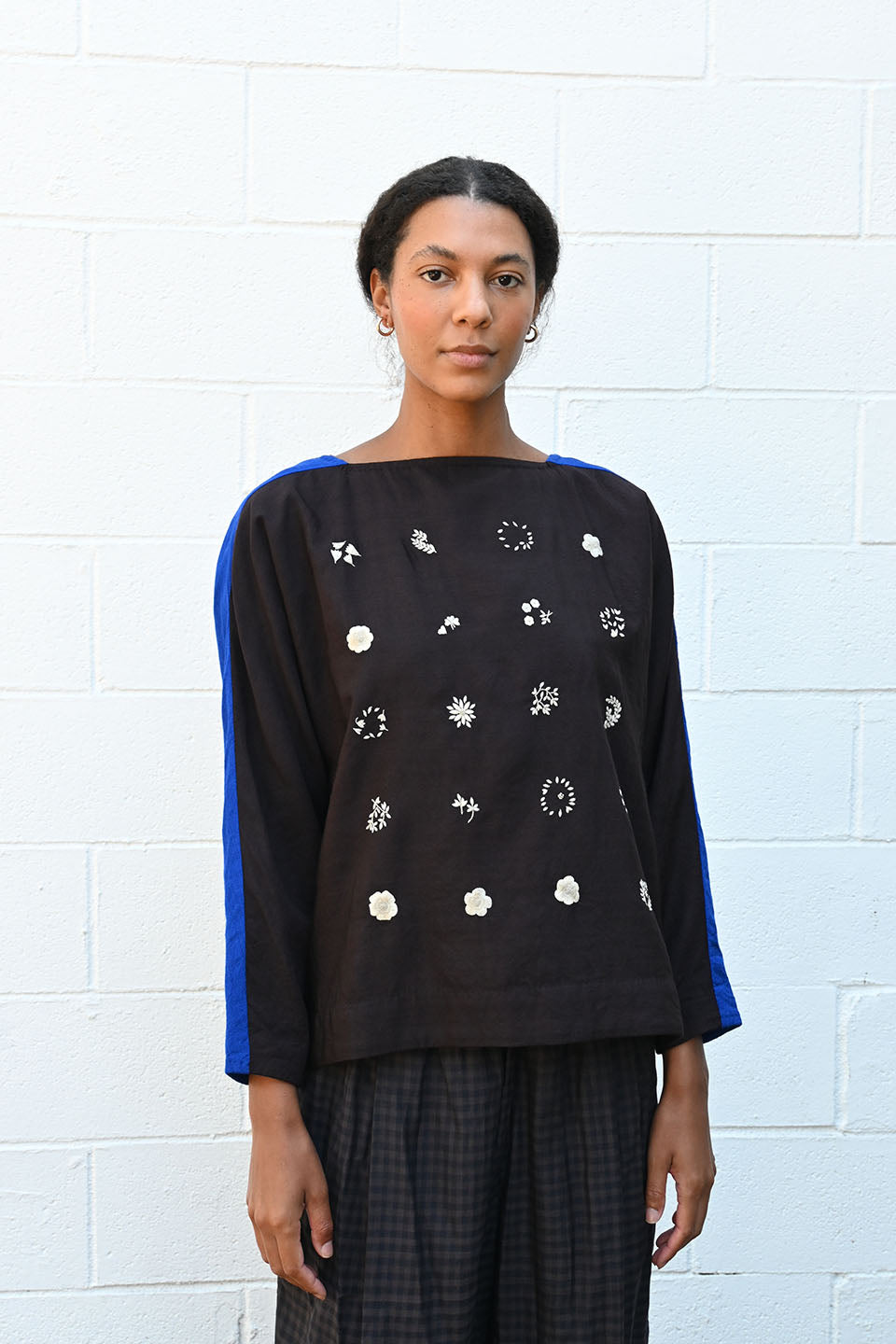 Embroidered Top Dark Brown
