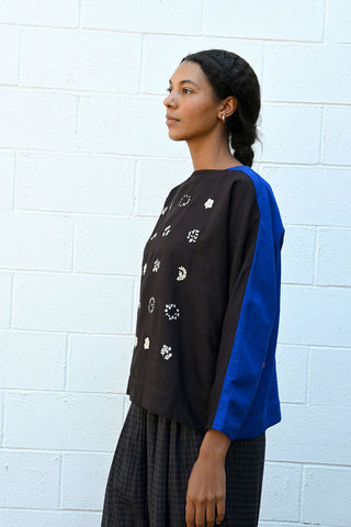 Embroidered Top Dark Brown