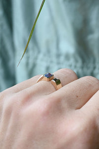 Emerald and Baguette Cut Sapphire Ring