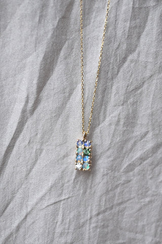 Opal Diamond and Tourmaline Lattice Necklace
