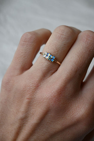 Opal Diamond and Tourmaline Lattice Ring