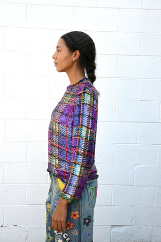 Plaid Embroidered Top