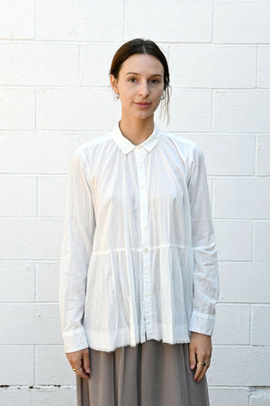White Cotton Gathered Shirt