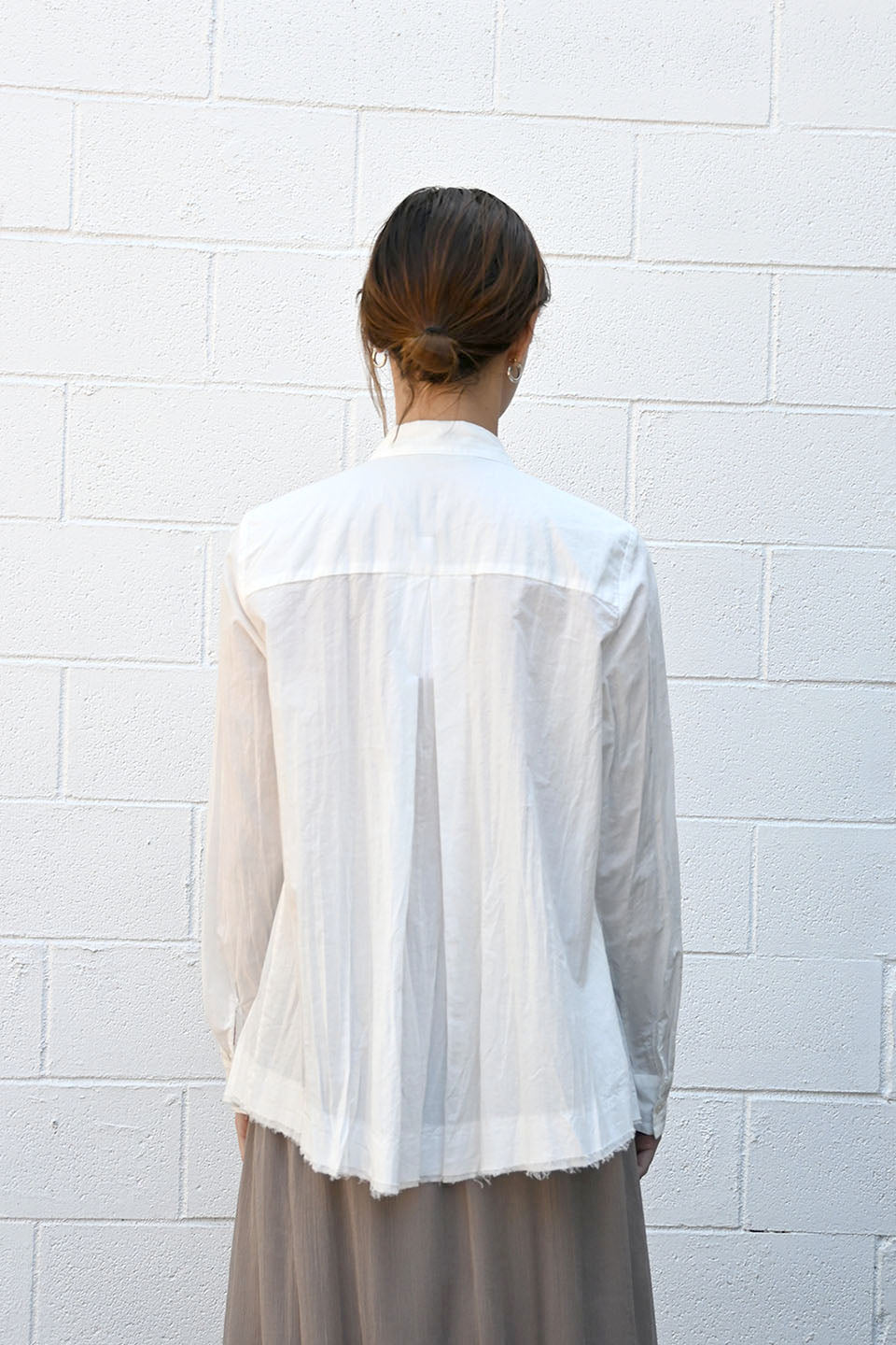 White Cotton Gathered Shirt