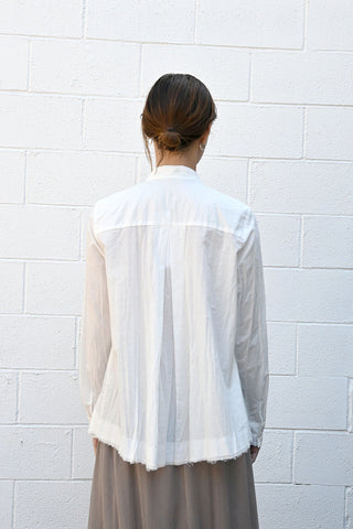 White Cotton Gathered Shirt