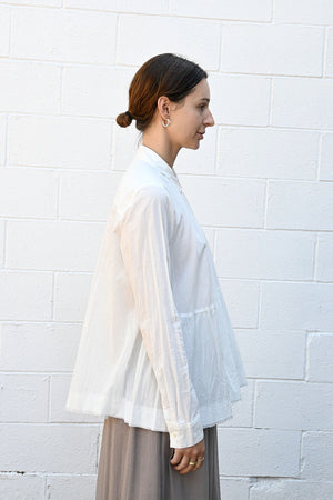 White Cotton Gathered Shirt