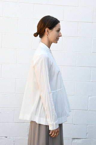 White Cotton Gathered Shirt