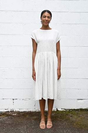 Linen Loose Dress White