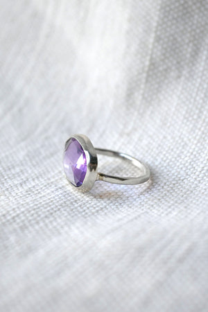 Freeform Amethyst Silver Ring