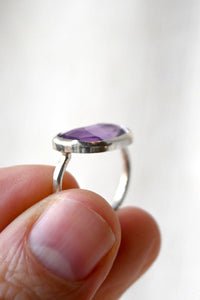 Freeform Amethyst Silver Ring