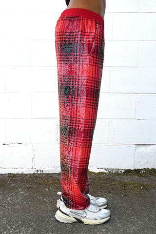 Sequin Plaid Trousers