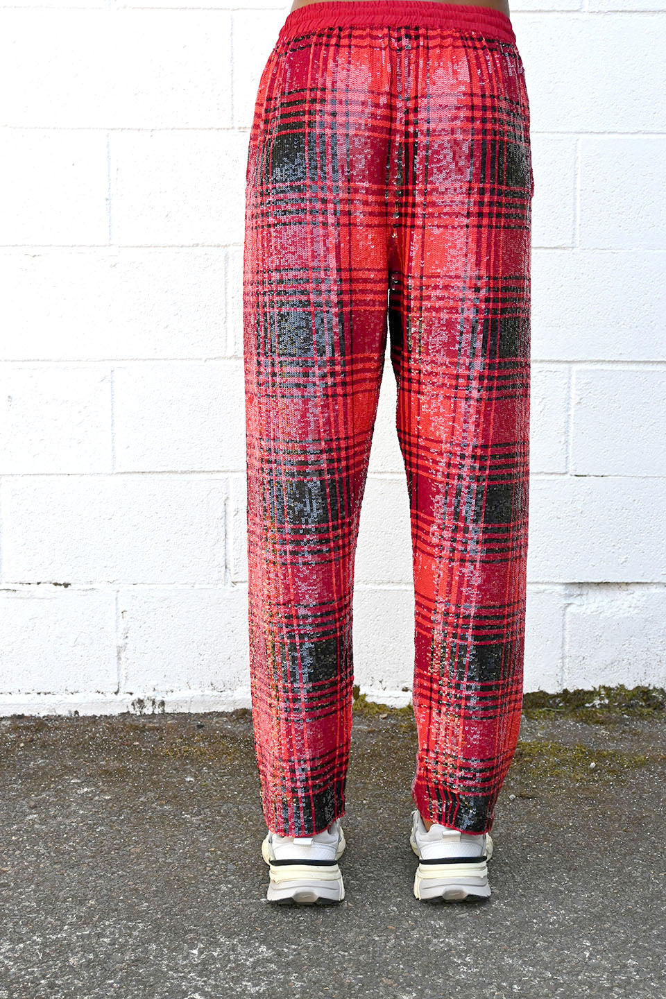 Sequin Plaid Trousers