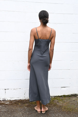 Grey Silk Slip Dress