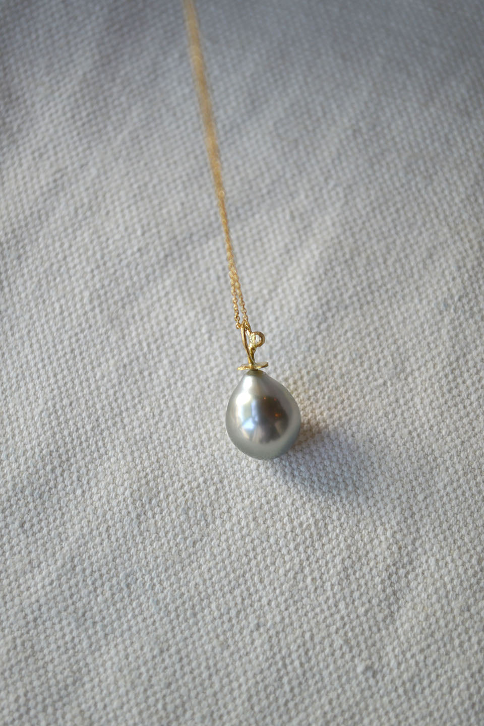Pear Pearl Pendant and Gold Chain