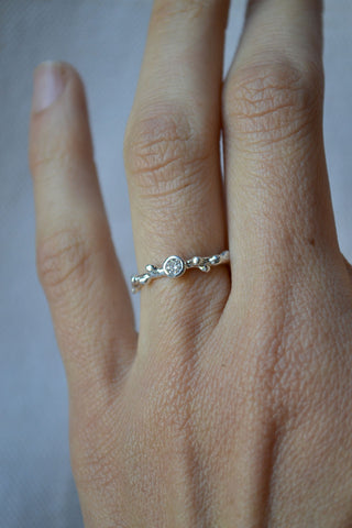 Branch Solitaire Silver Ring
