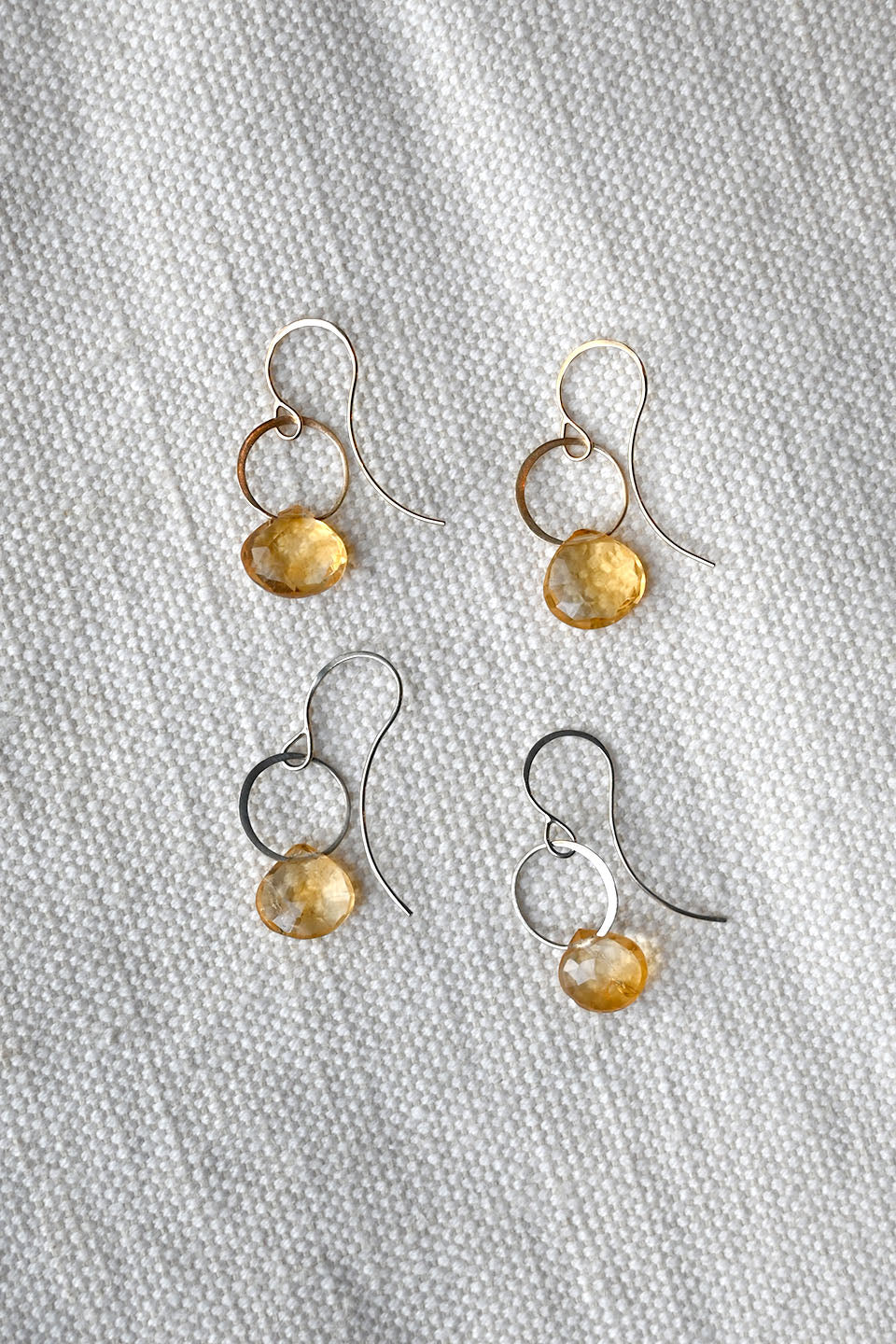 Citrine Single Drop Earrings (Gold/Silver)