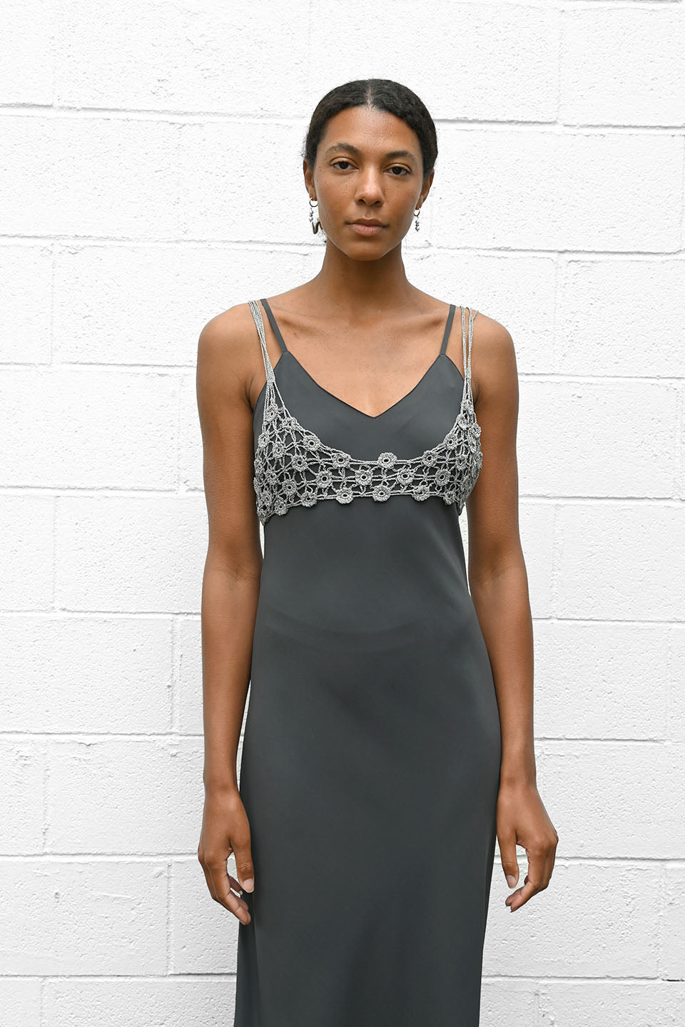 Crochet Bra Top Silver