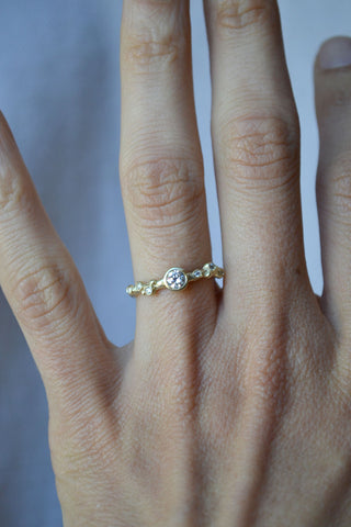 Encrusted Branch Solitaire Ring