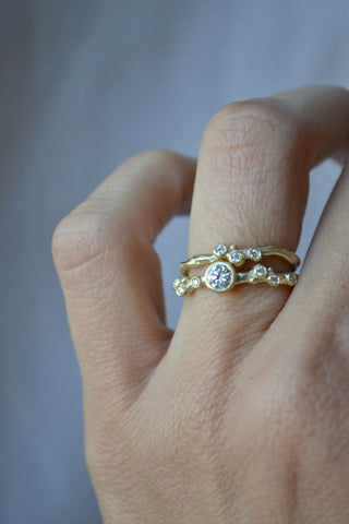 Encrusted Branch Solitaire Ring