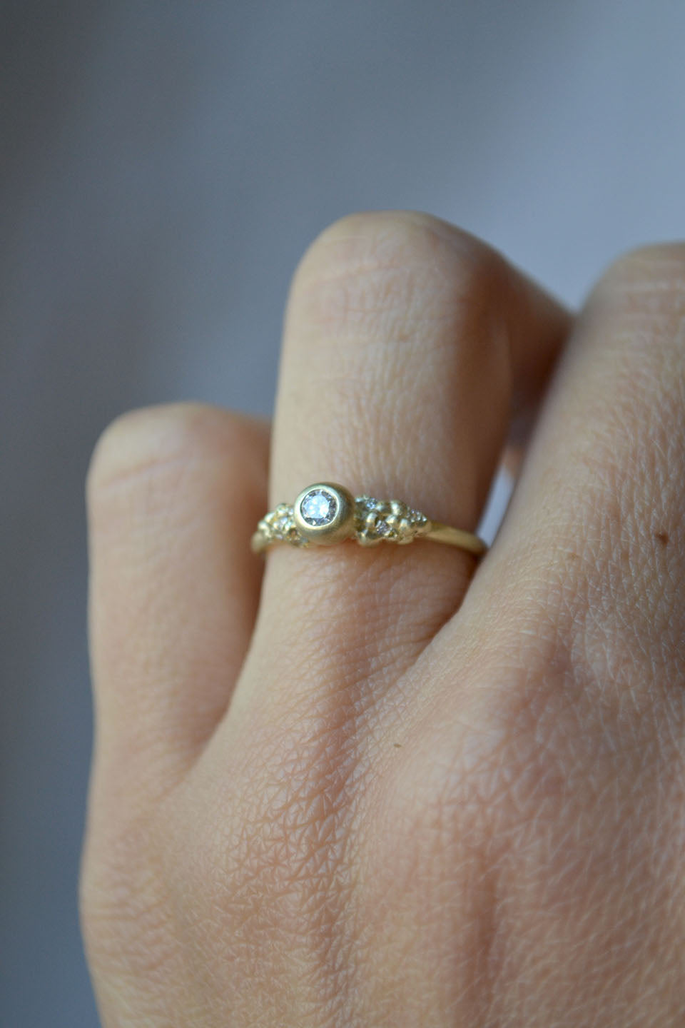 Gold Encrusted Solitaire Pod Ring