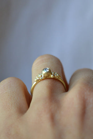 Gold Encrusted Solitaire Pod Ring