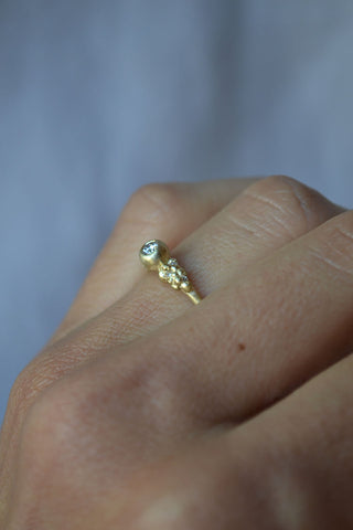 Gold Encrusted Solitaire Pod Ring