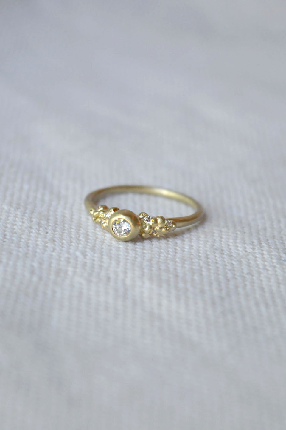 Gold Encrusted Solitaire Pod Ring