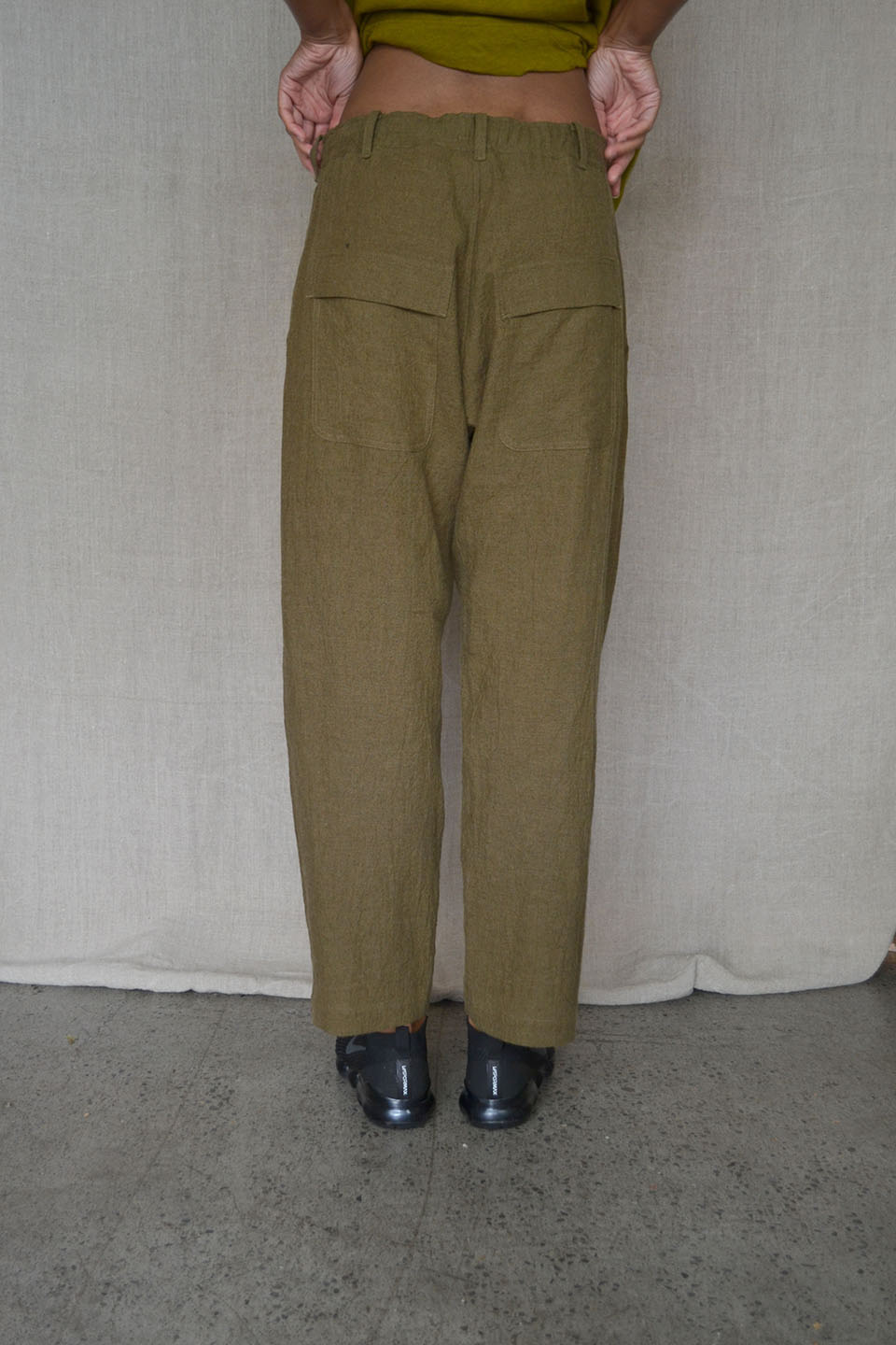 Linen Wool Olive Pants