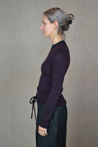 Alpha Roundneck Sweater in Burgundy and Green